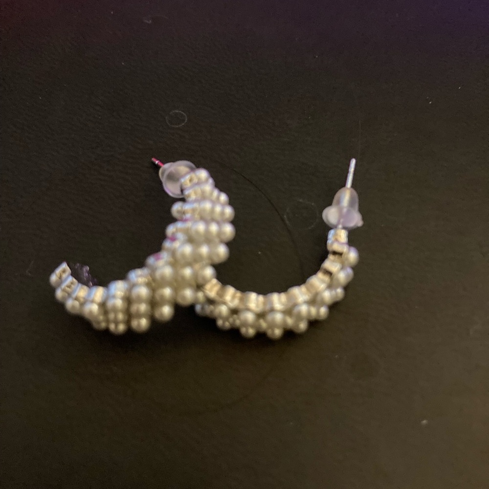 *Bogo Free* Tiny Pearl Inlaid Half Hoops